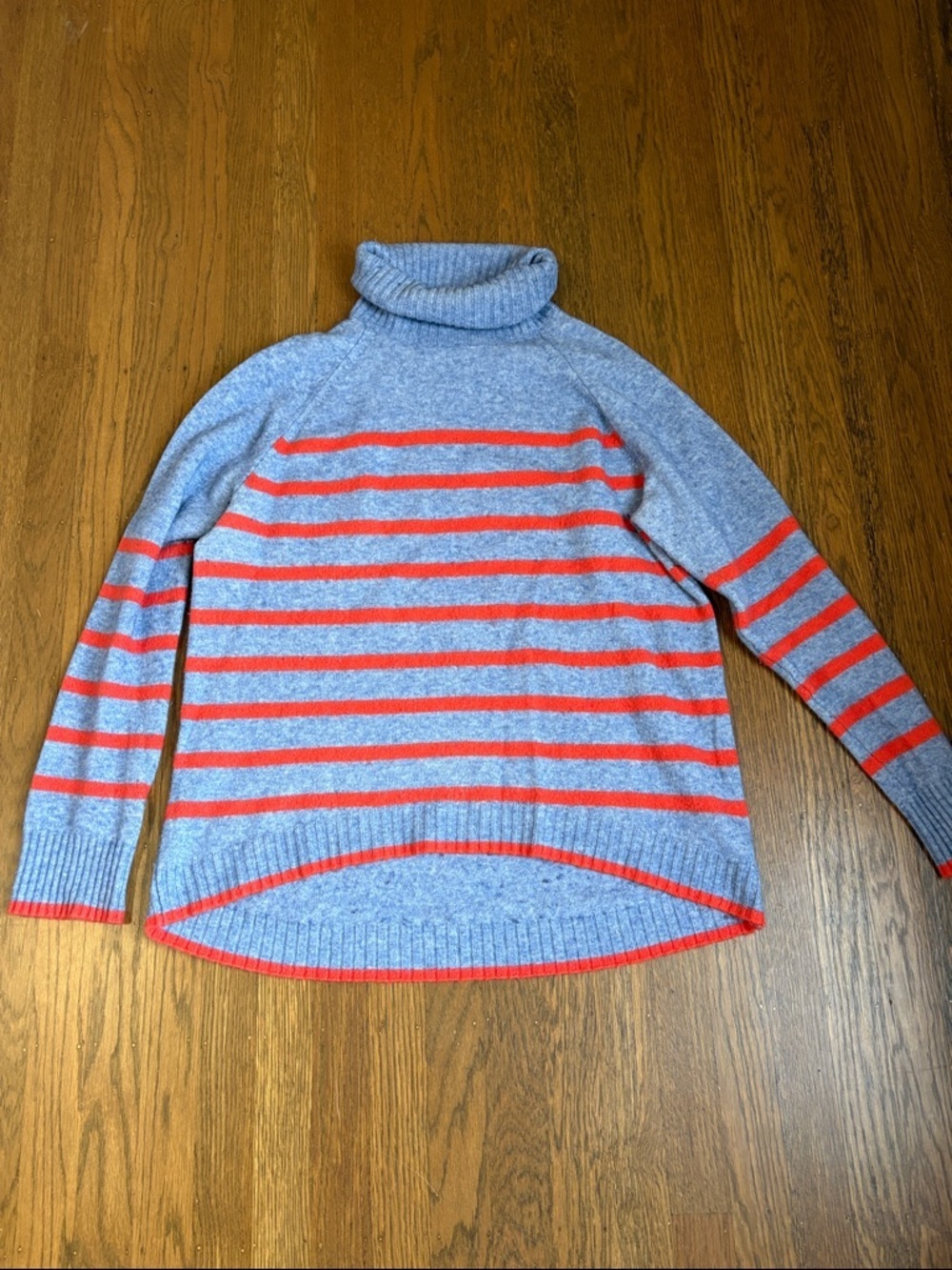 J. Crew Tipped turtleneck sweater in striped Supersoft yarn size large